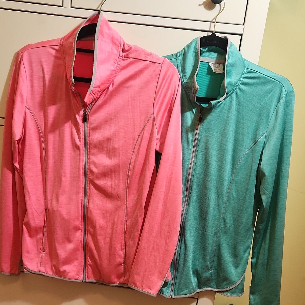 Two Danskin Pink And Teal Zip Up Jackets